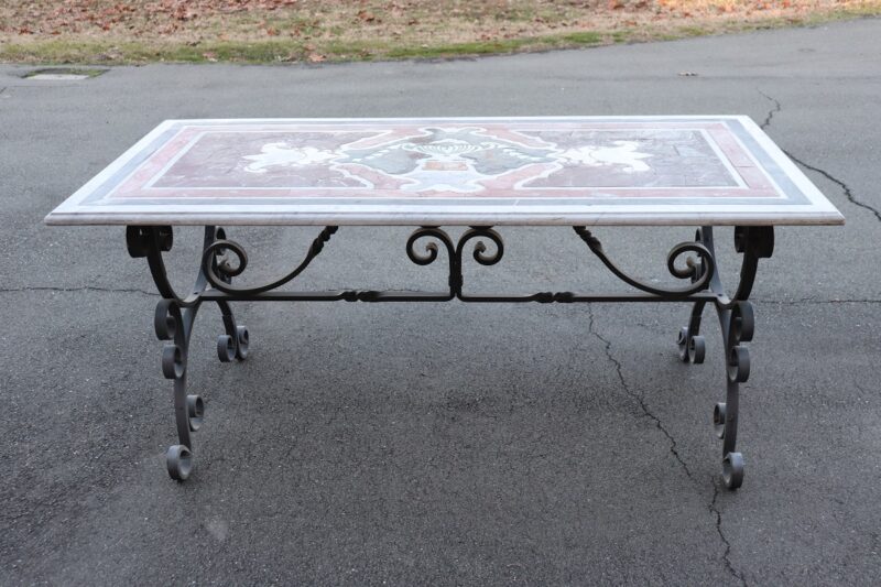 Garden Table in Iron with Marble Top