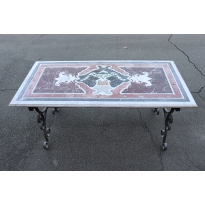 Garden Table in Iron with Marble Top