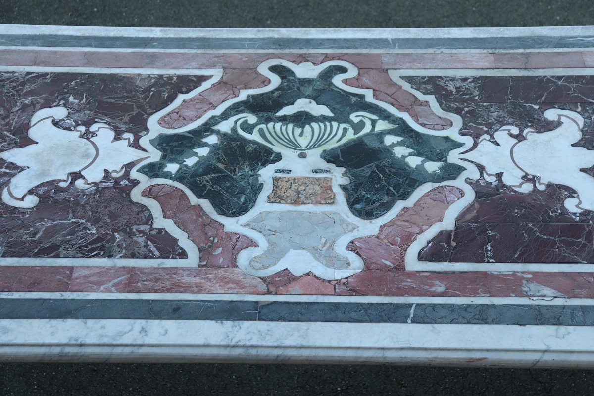 Garden Table in Iron with Marble Top