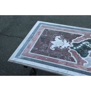 Garden Table in Iron with Marble Top