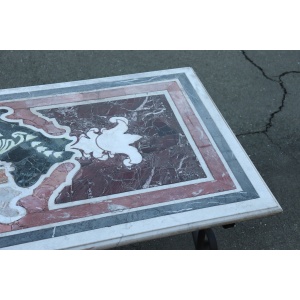 Garden Table in Iron with Marble Top
