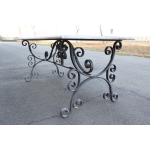 Garden Table in Iron with Marble Top