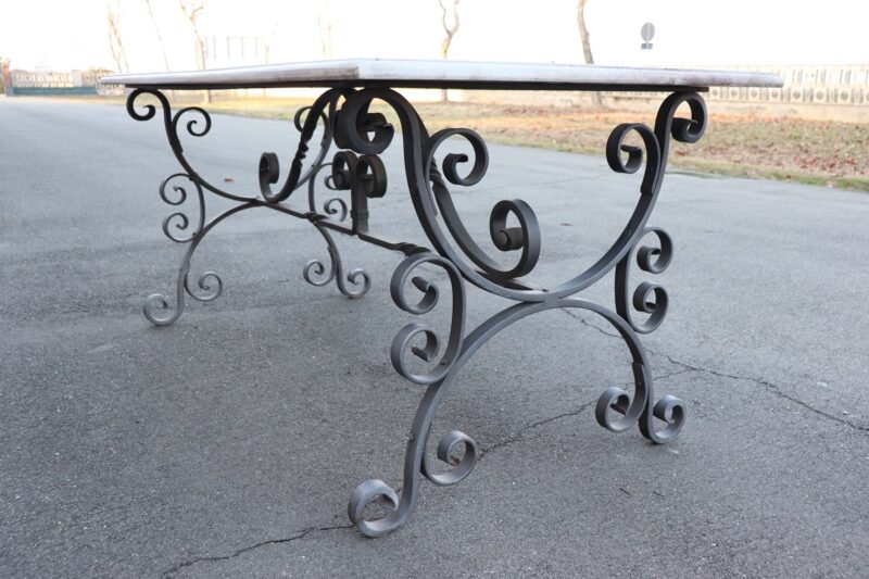 Garden Table in Iron with Marble Top