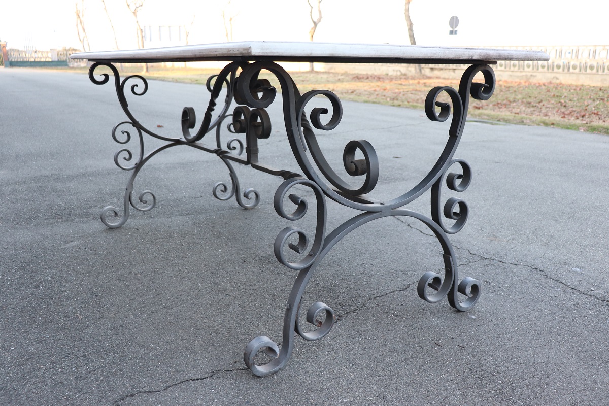 Garden Table in Iron with Marble Top