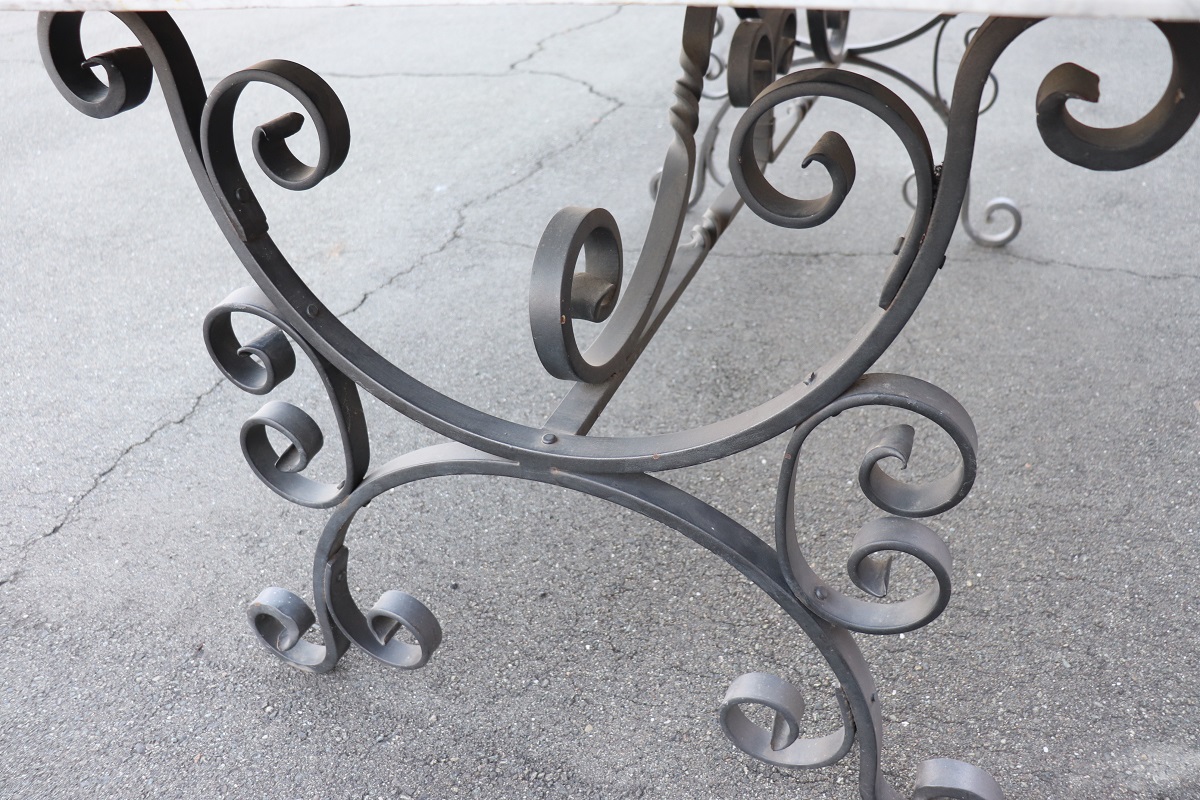 Garden Table in Iron with Marble Top