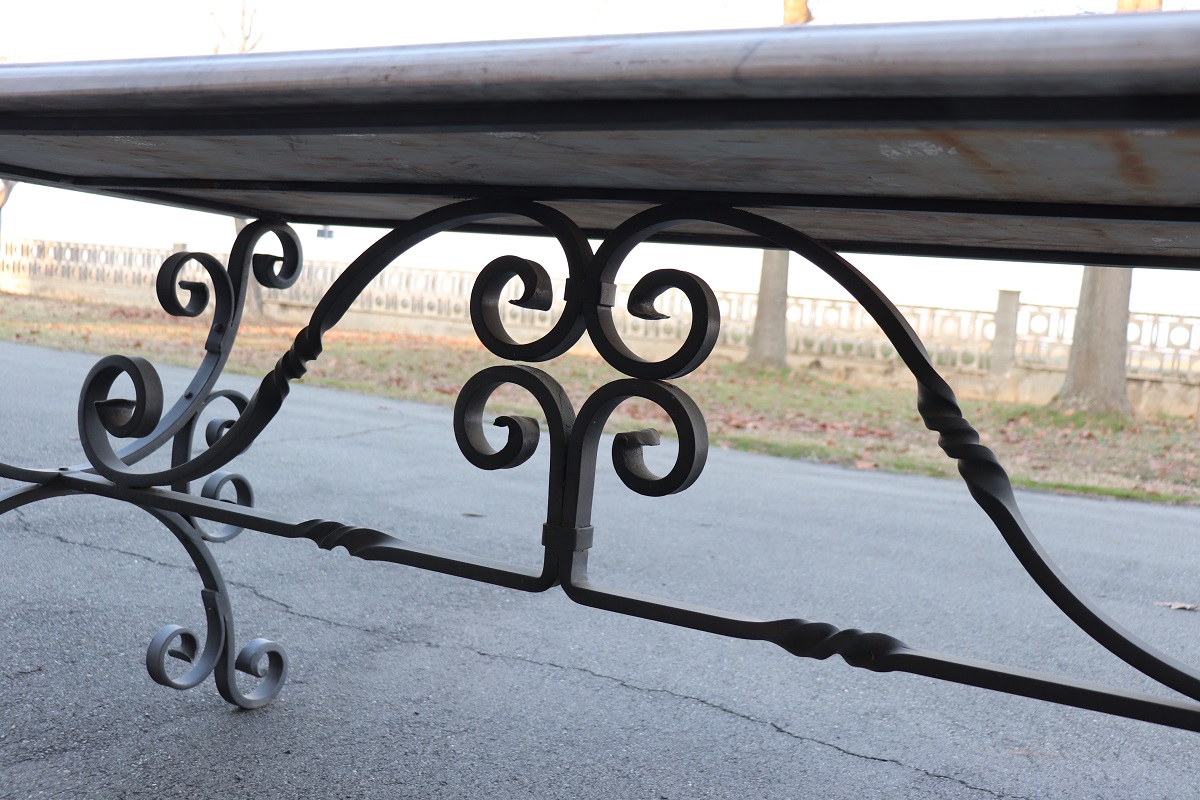 Garden Table in Iron with Marble Top