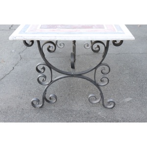 Garden Table in Iron with Marble Top