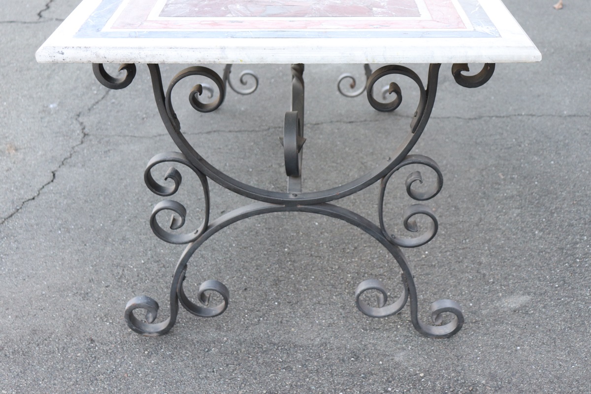 Garden Table in Iron with Marble Top