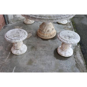 20th Century Round Garden Table and Stools