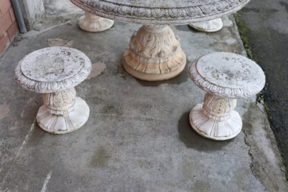 20th Century Round Garden Table and Stools - Image 3