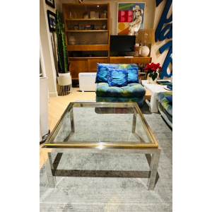 Jean Charles Brass & Chrome Coffee Table, 1970s