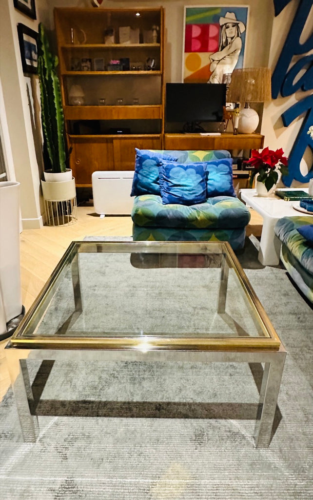 Jean Charles Brass & Chrome Coffee Table, 1970s