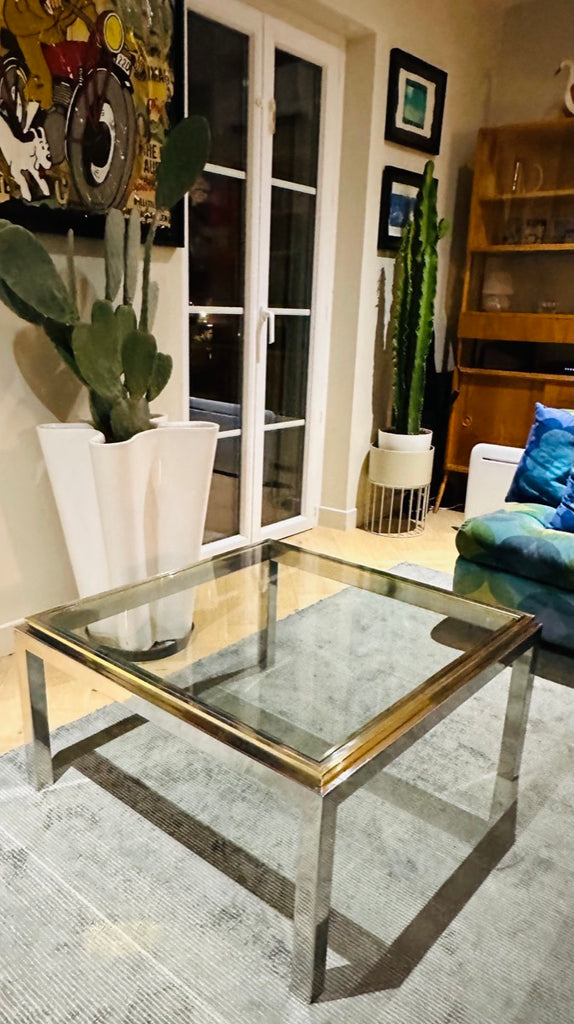 Jean Charles Brass & Chrome Coffee Table, 1970s
