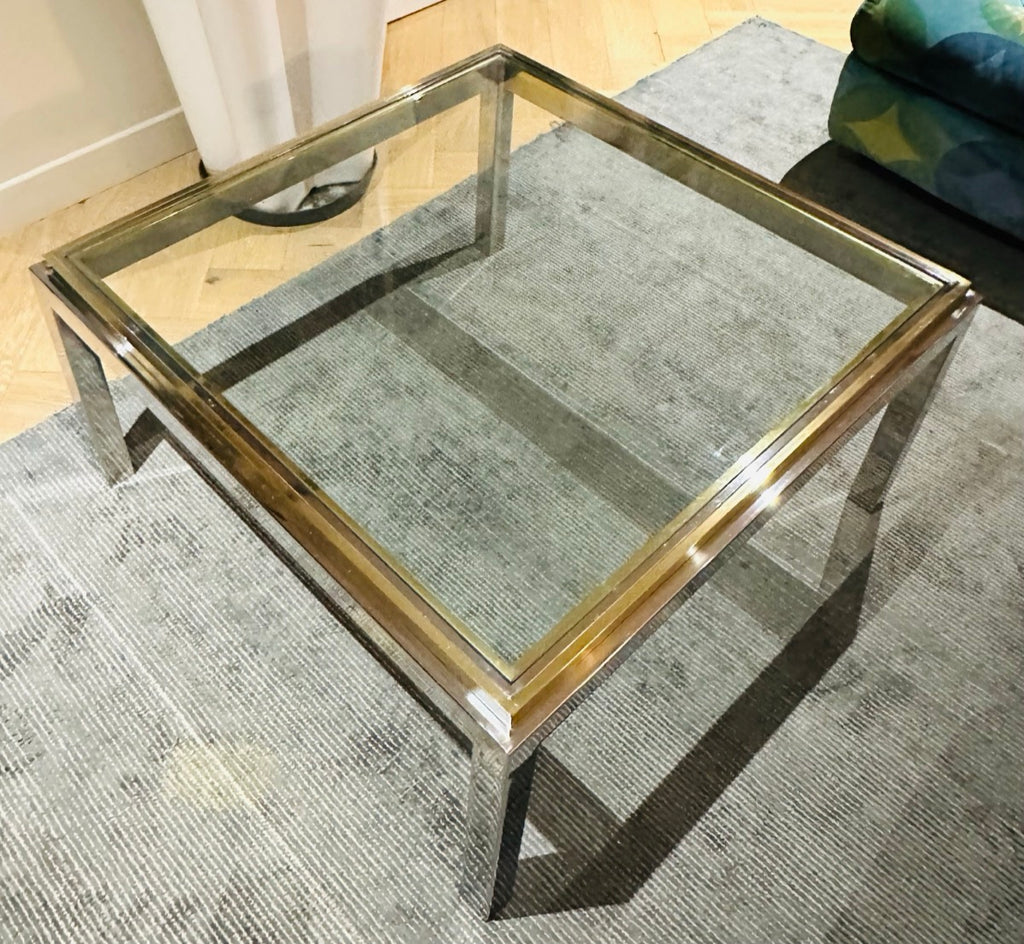 Jean Charles Brass & Chrome Coffee Table, 1970s