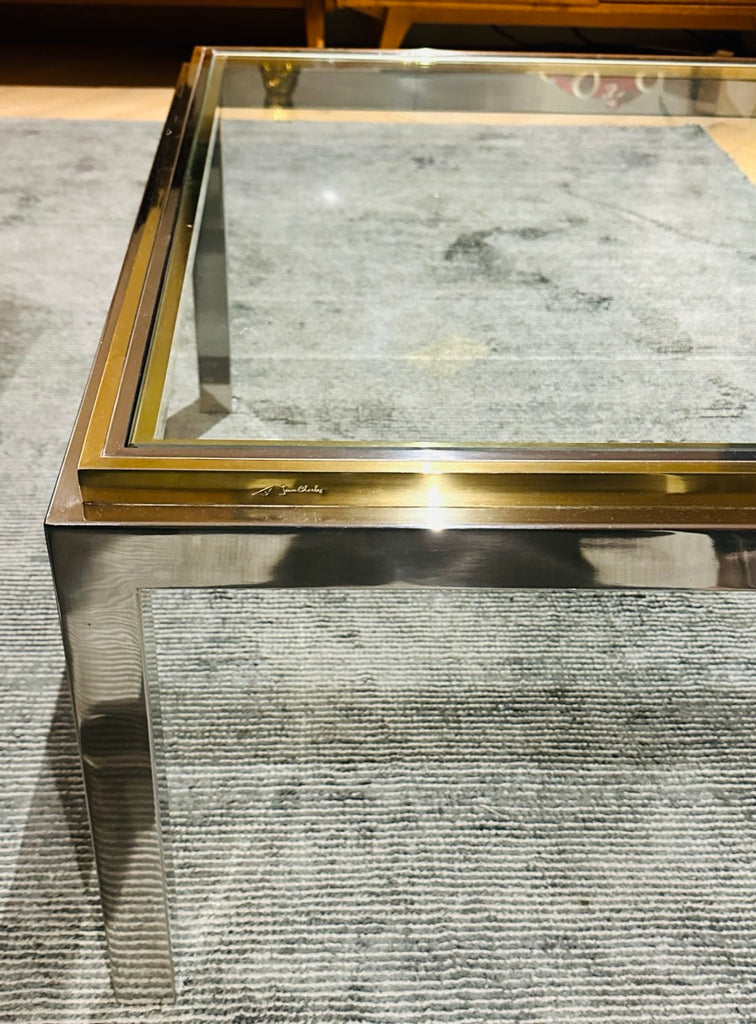 Jean Charles Brass & Chrome Coffee Table, 1970s
