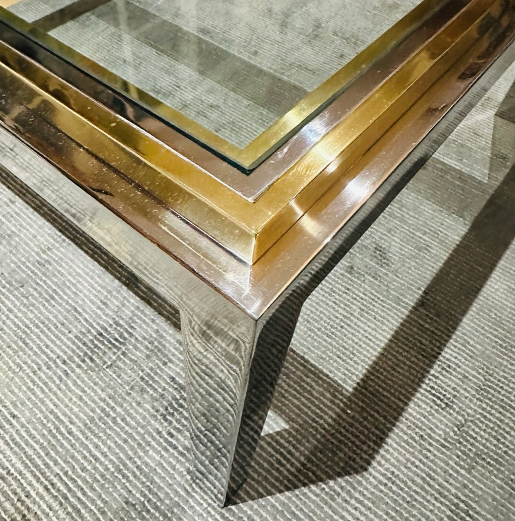 Jean Charles Brass & Chrome Coffee Table, 1970s