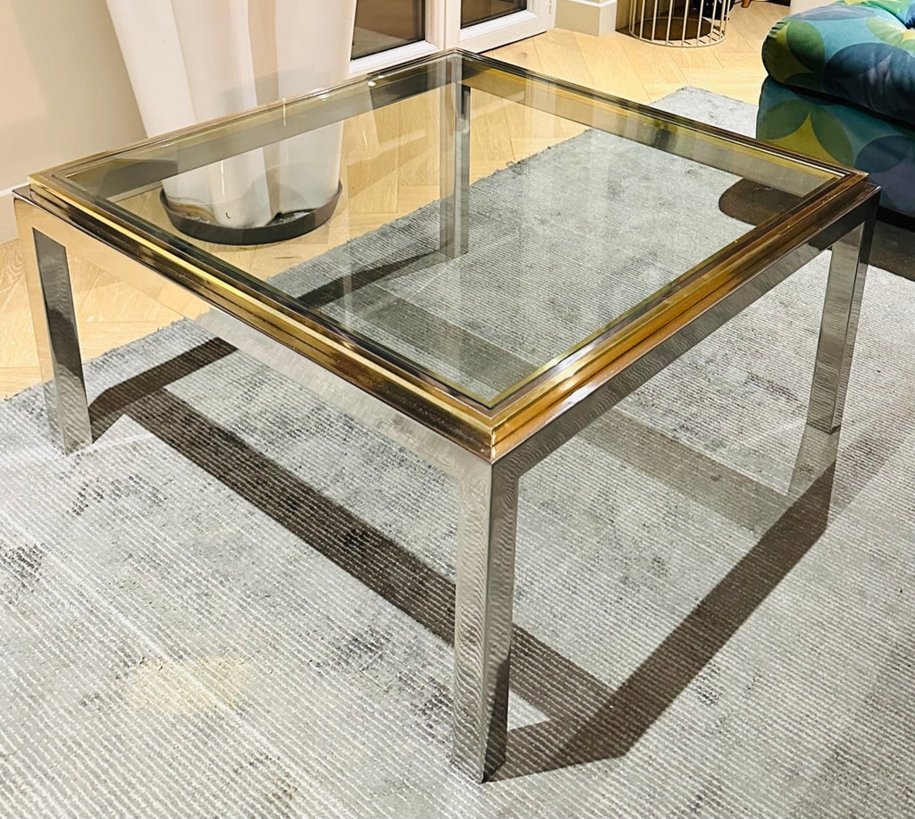 Jean Charles Brass & Chrome Coffee Table, 1970s