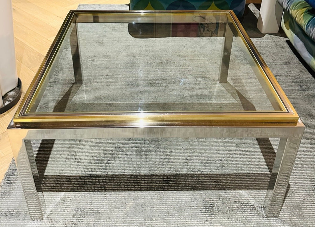 Jean Charles Brass & Chrome Coffee Table, 1970s
