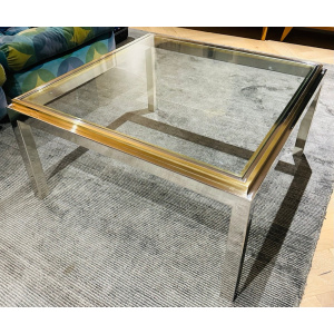 Jean Charles Brass & Chrome Coffee Table, 1970s