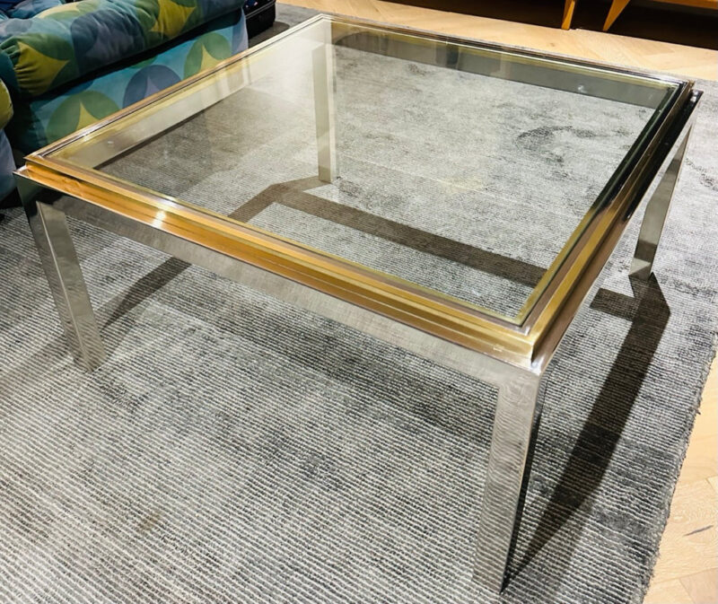 Jean Charles Brass & Chrome Coffee Table, 1970s