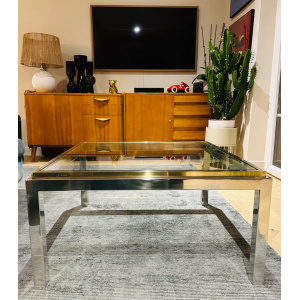 Jean Charles Brass & Chrome Coffee Table, 1970s
