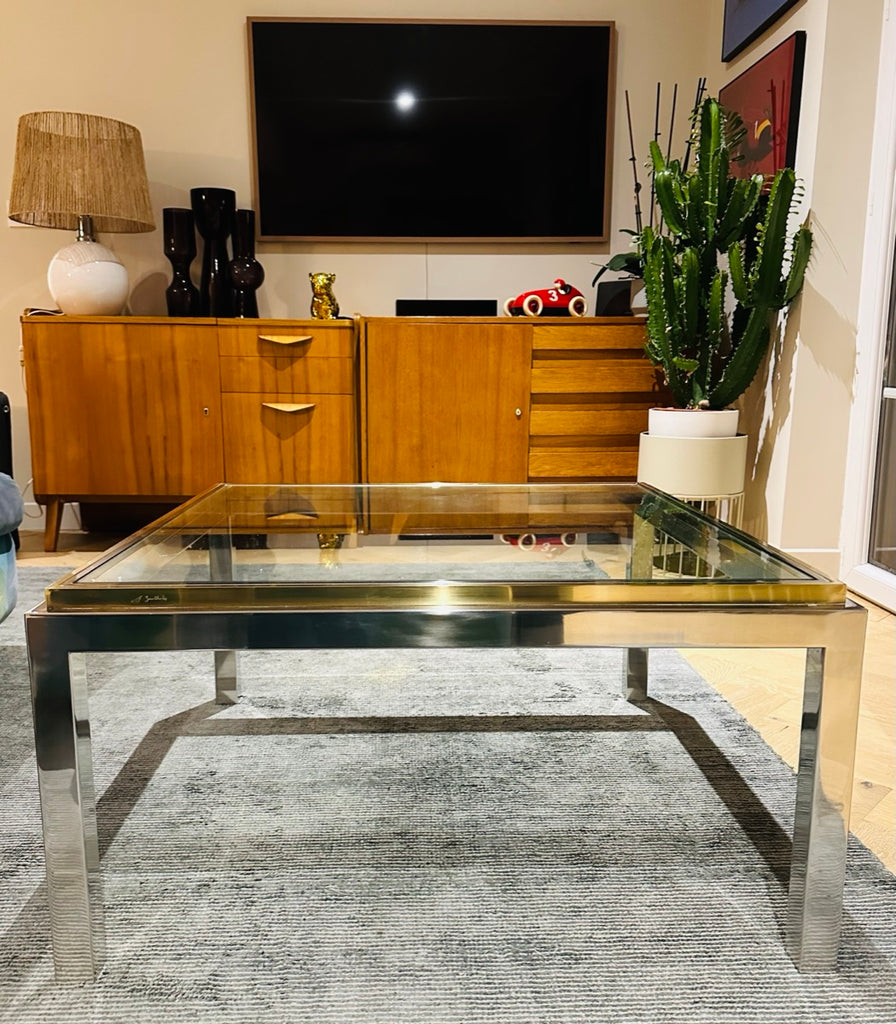 Jean Charles Brass & Chrome Coffee Table, 1970s