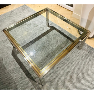 Jean Charles Brass & Chrome Coffee Table, 1970s