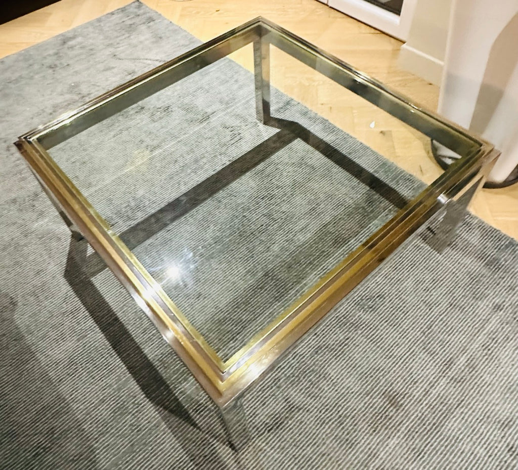 Jean Charles Brass & Chrome Coffee Table, 1970s