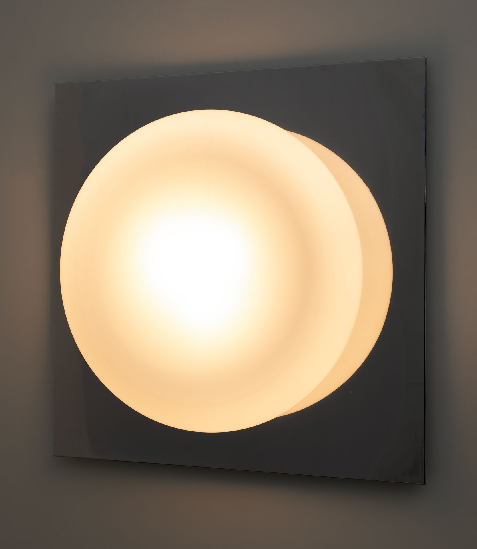 Carlo Nason Mid-century Modern Italian Steel and Murano Glass Wall Lamp, 1970s