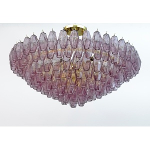 Carlo Scarpa Mid-Century Modern Murano Glass Poliedri Chandelier by Venini