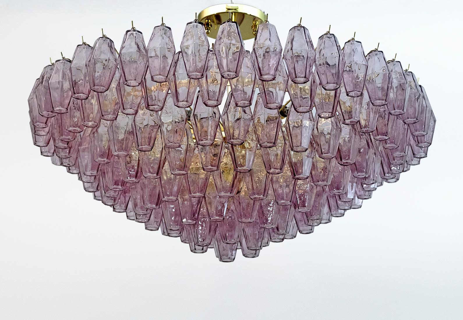 Carlo Scarpa Mid-Century Modern Murano Glass Poliedri Chandelier by Venini