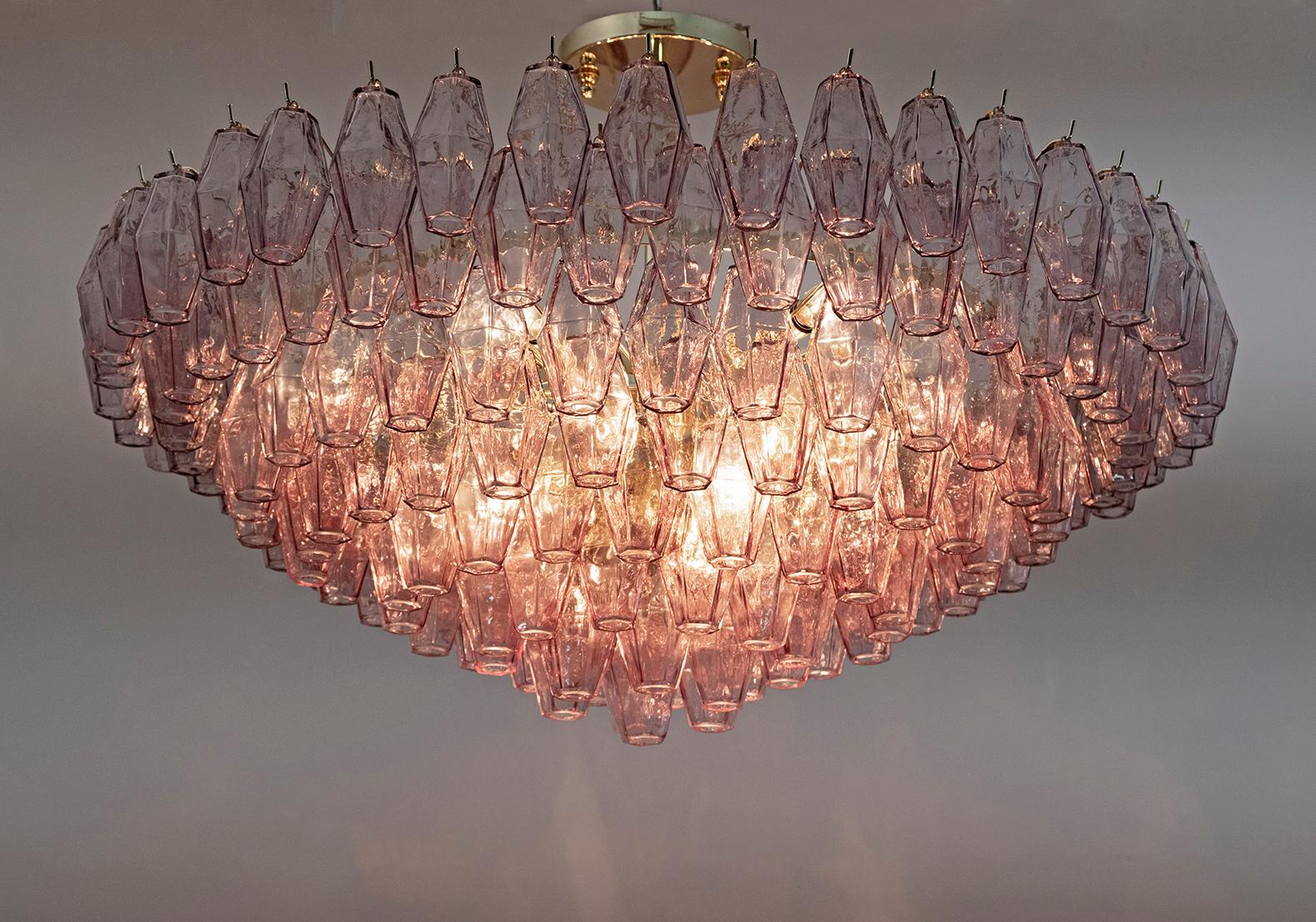 Carlo Scarpa Mid-Century Modern Murano Glass Poliedri Chandelier by Venini
