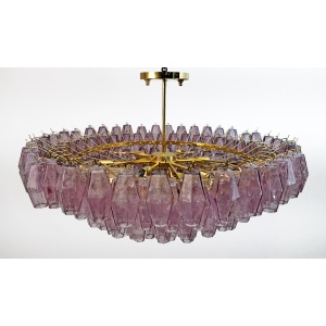 Carlo Scarpa Mid-Century Modern Murano Glass Poliedri Chandelier by Venini