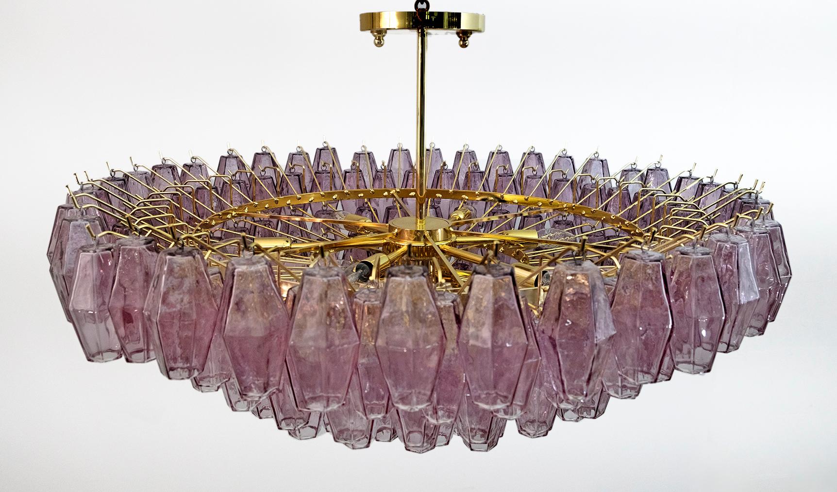 Carlo Scarpa Mid-Century Modern Murano Glass Poliedri Chandelier by Venini