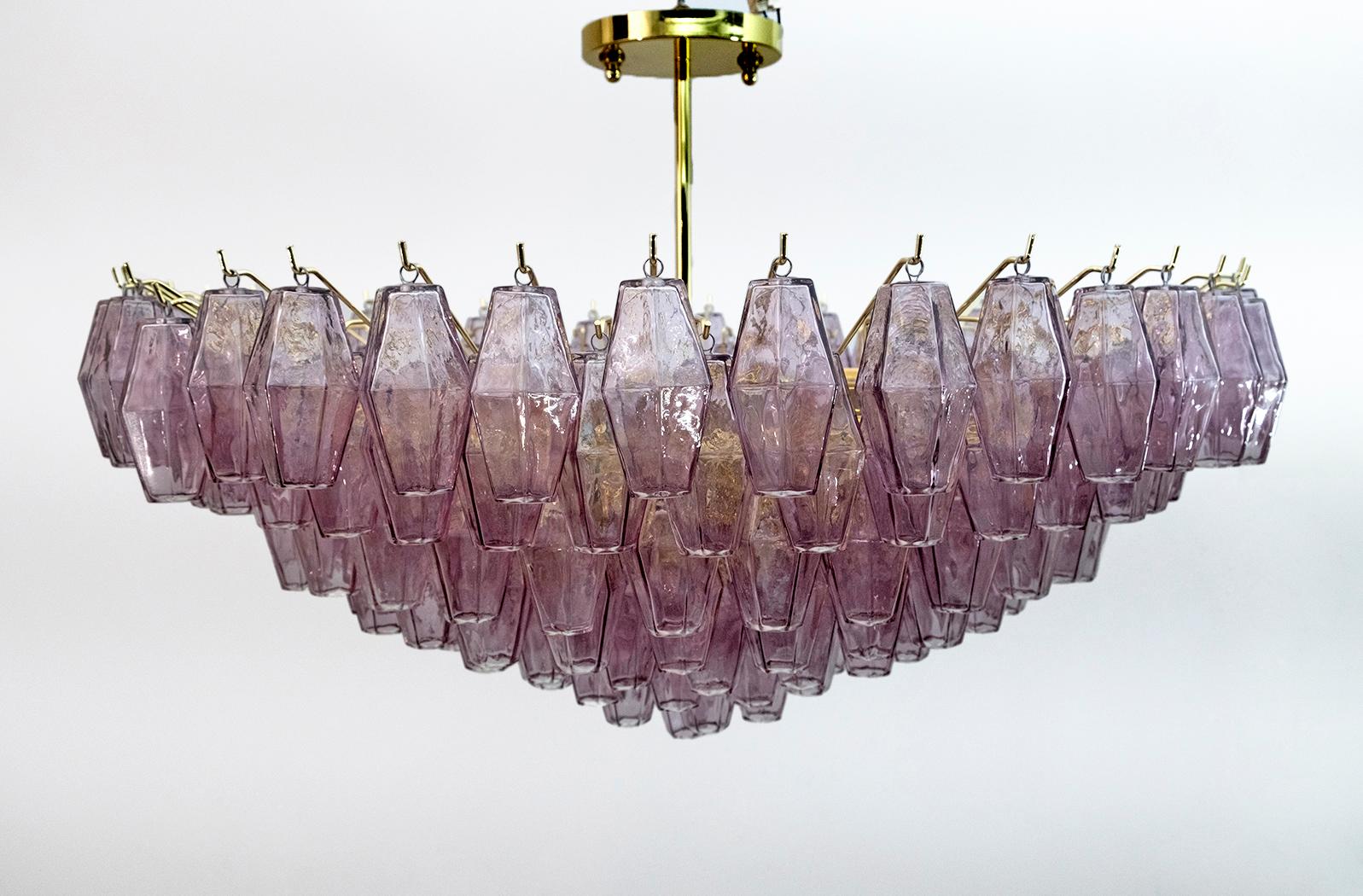 Carlo Scarpa Mid-Century Modern Murano Glass Poliedri Chandelier by Venini
