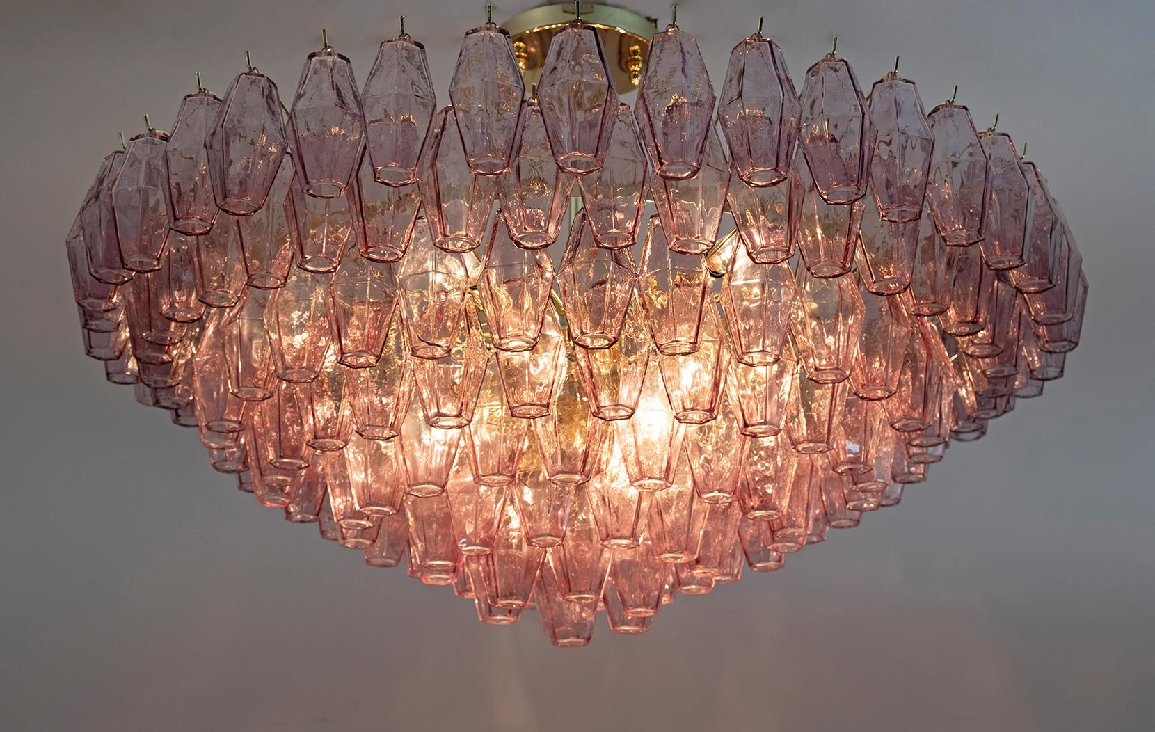 Carlo Scarpa Mid-Century Modern Murano Glass Poliedri Chandelier by Venini