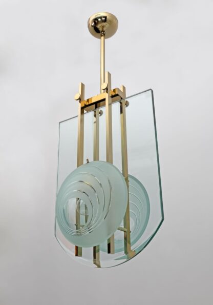 Gallotti & Radice Mid-century Modern Italian Brass and Crystal Pendant, 70s - Image 3