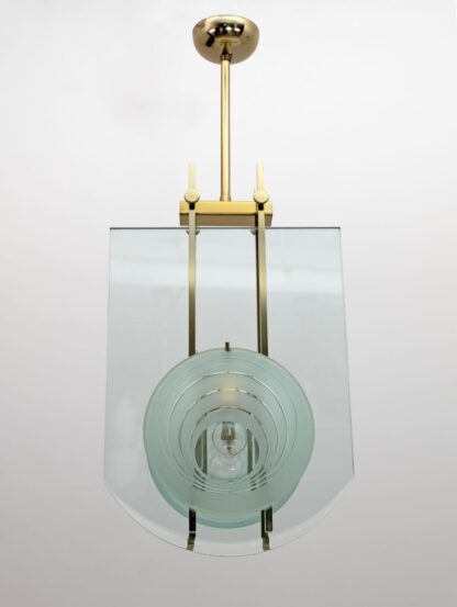 Gallotti & Radice Mid-century Modern Italian Brass and Crystal Pendant, 70s - Image 5