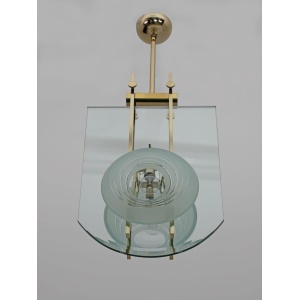 Gallotti & Radice Mid-century Modern Italian Brass and Crystal Pendant, 70s