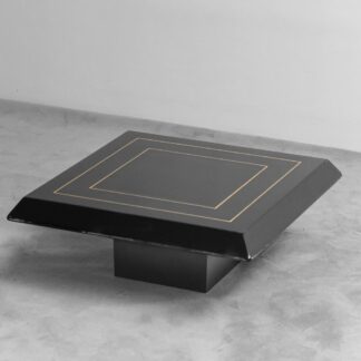 Coffee Table Lacquered Wood Golden Metal 1970s Modern Vintage