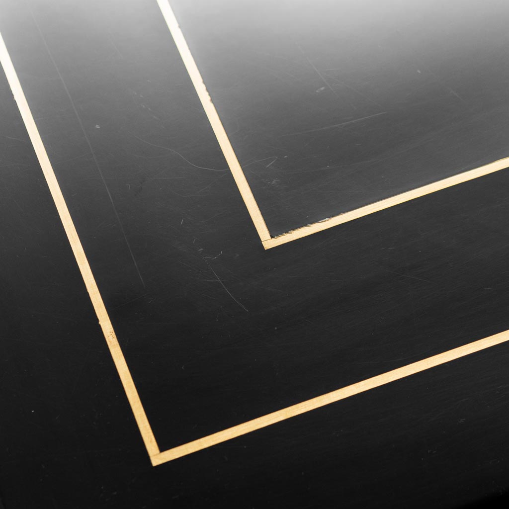 Coffee Table Lacquered Wood Golden Metal 1970s Modern Vintage