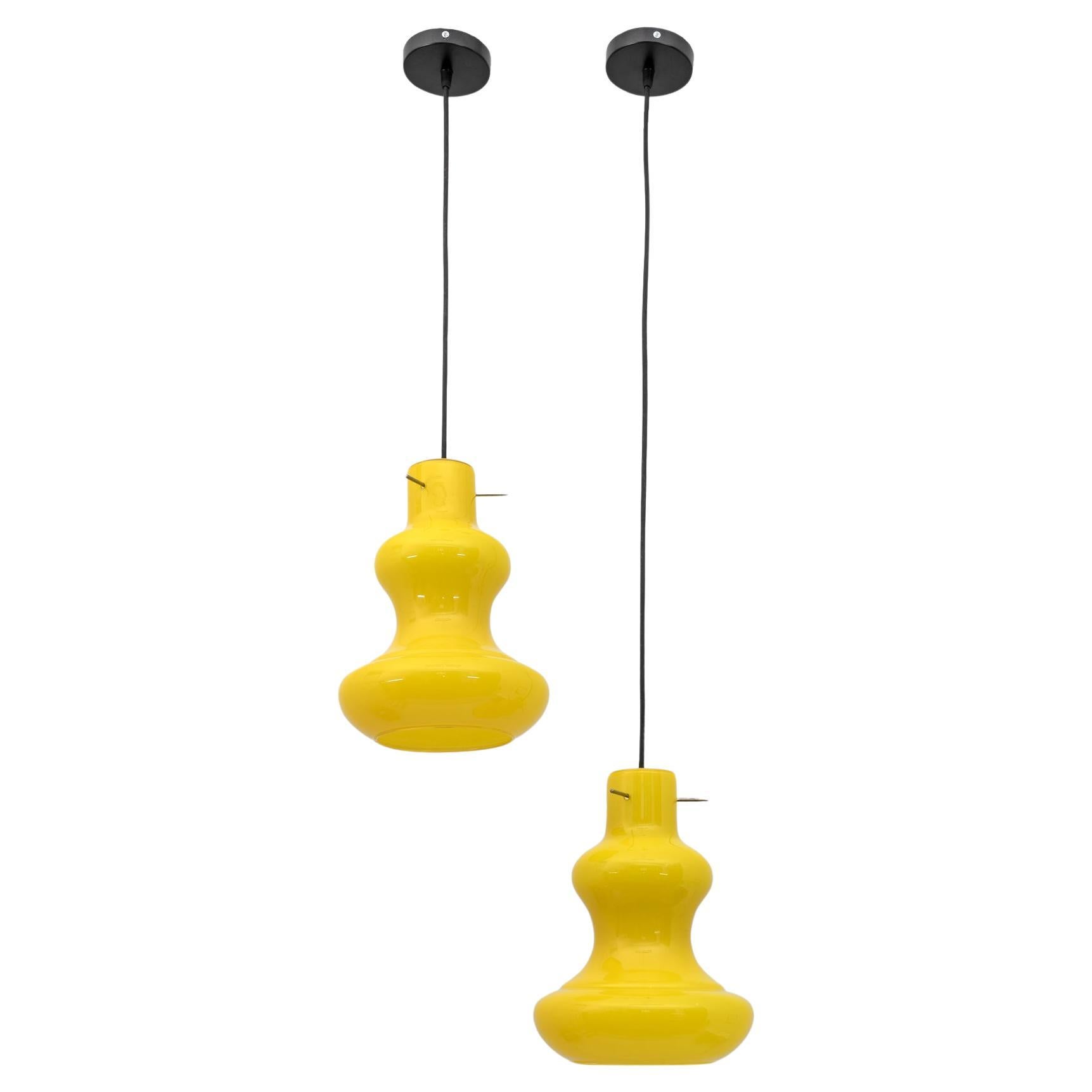 Massimo Vignelli Mid-century Modern Murano Glass Pendants for Vistosi, 60s Pair