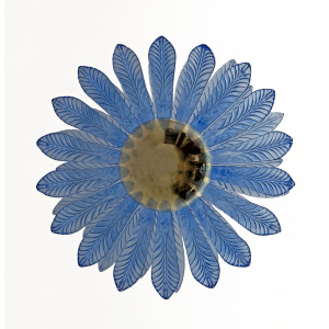 Mid-Century Modern Palm Leaves Big Chandelier Murano Glass and Brass, 1970s