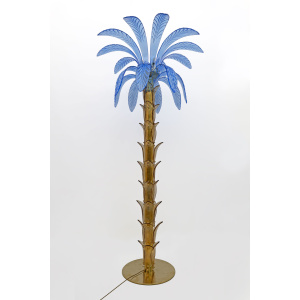 Murano Glass and Brass Palm Tree Floor Lamp, 1970s