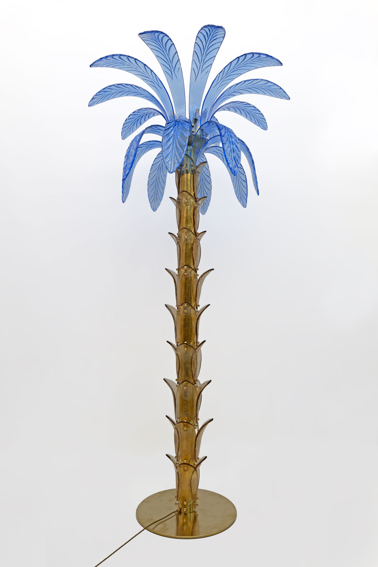 Murano Glass and Brass Palm Tree Floor Lamp, 1970s