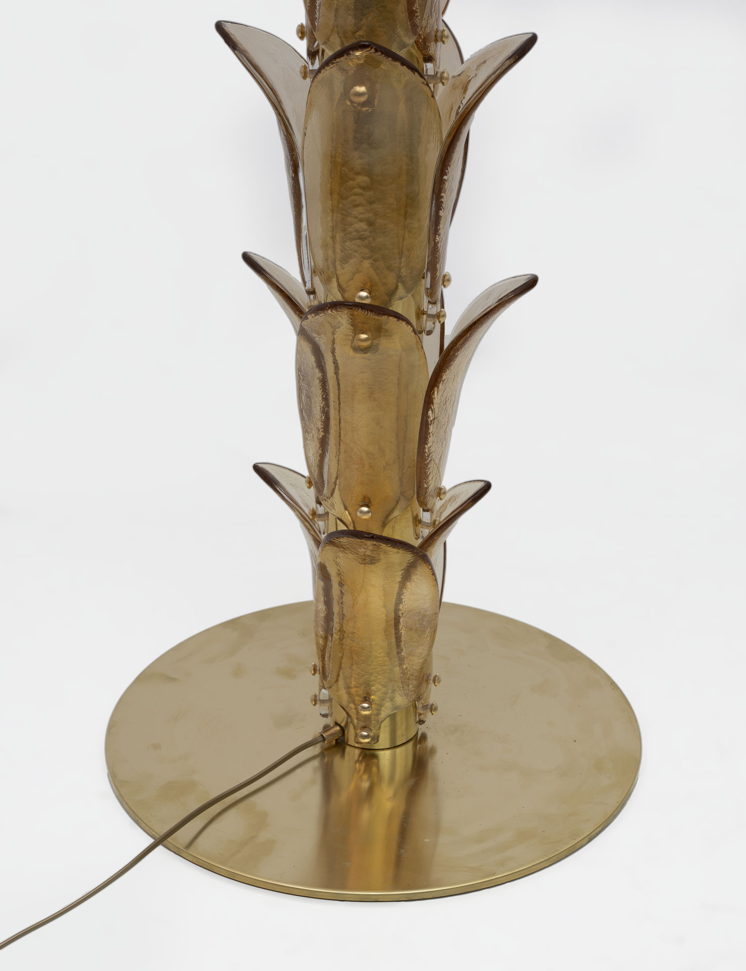 Murano Glass and Brass Palm Tree Floor Lamp, 1970s