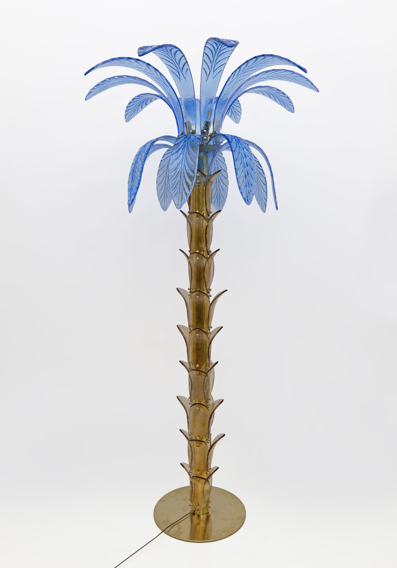 Murano Glass and Brass Palm Tree Floor Lamp, 1970s