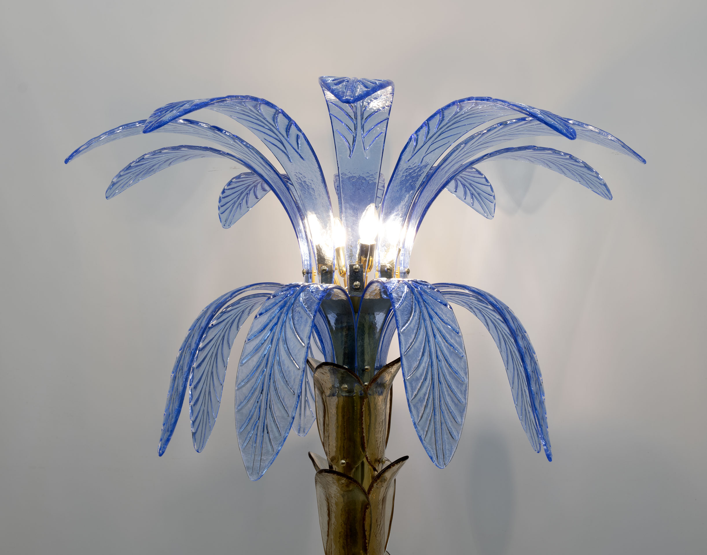 Murano Glass and Brass Palm Tree Floor Lamp, 1970s