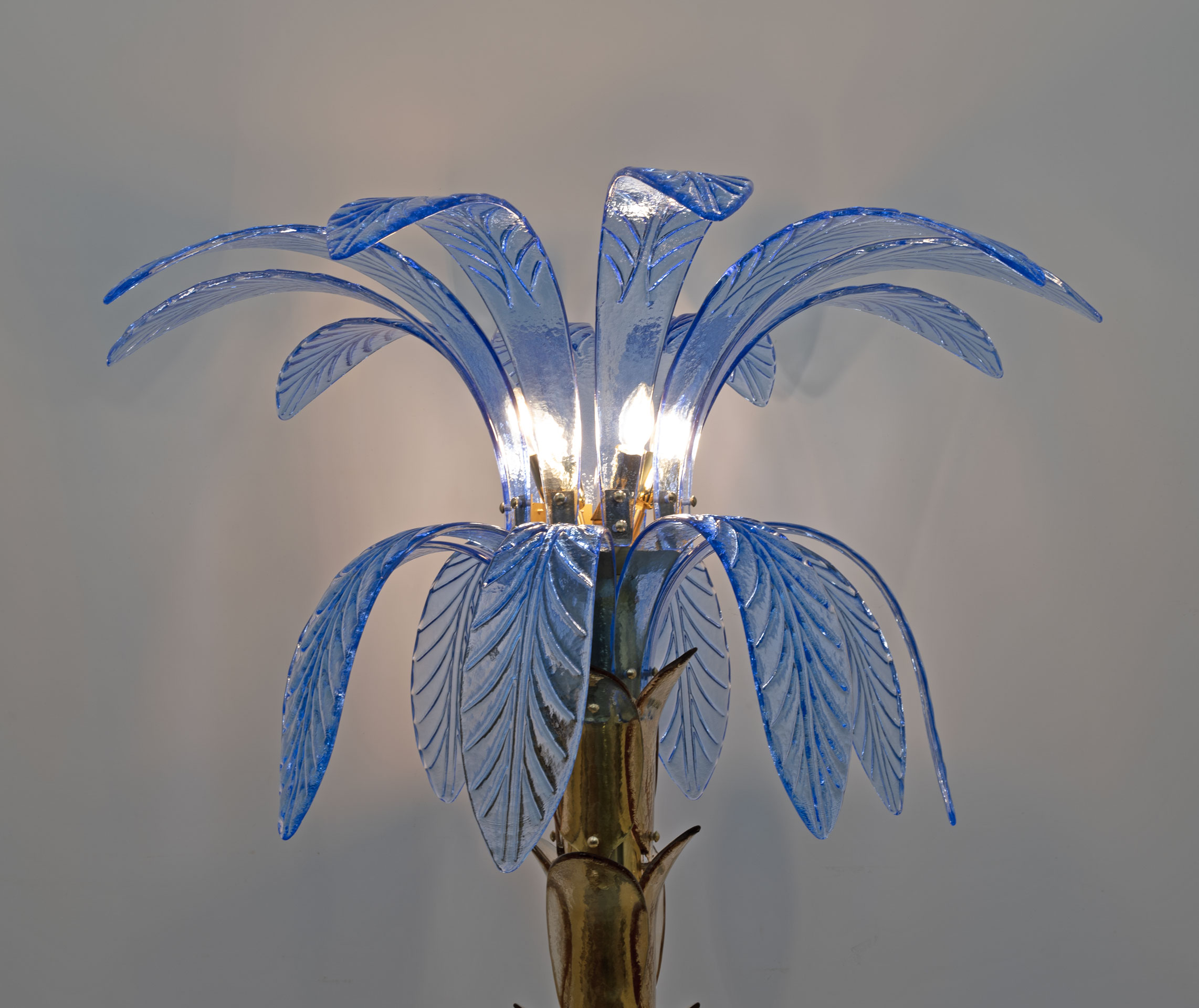 Murano Glass and Brass Palm Tree Floor Lamp, 1970s