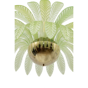 Mid-Century Modern Palm Leaves Big Chandelier Murano Glass and Brass, 1970s